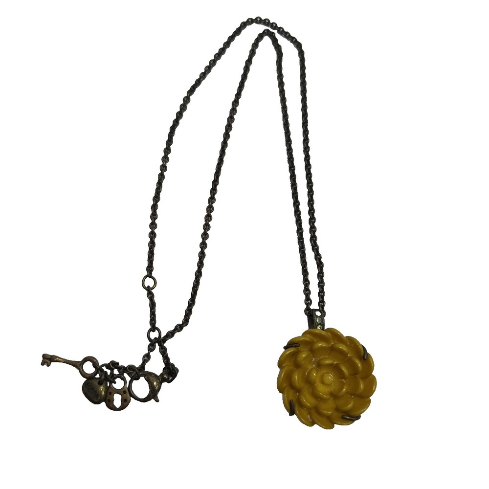 Fossil‎ Flower Pendant Necklace Yellow Rose Flower Pendant 11 Inch